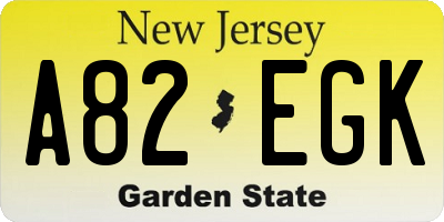 NJ license plate A82EGK