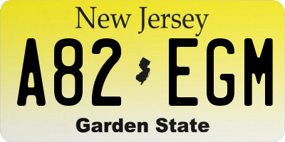 NJ license plate A82EGM