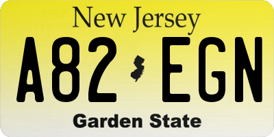 NJ license plate A82EGN