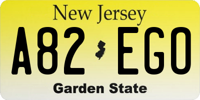 NJ license plate A82EGO