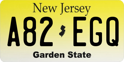 NJ license plate A82EGQ