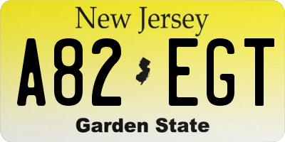 NJ license plate A82EGT