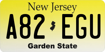 NJ license plate A82EGU