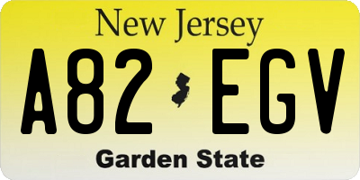NJ license plate A82EGV