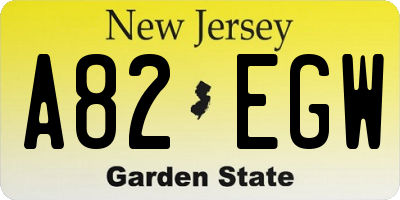 NJ license plate A82EGW