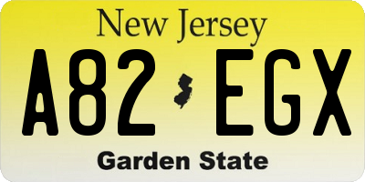 NJ license plate A82EGX