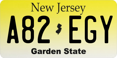 NJ license plate A82EGY