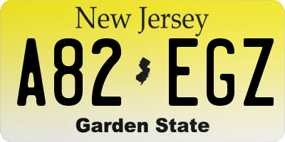 NJ license plate A82EGZ