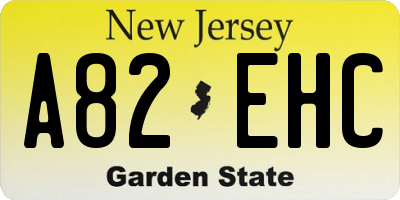 NJ license plate A82EHC
