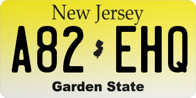 NJ license plate A82EHQ