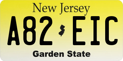NJ license plate A82EIC