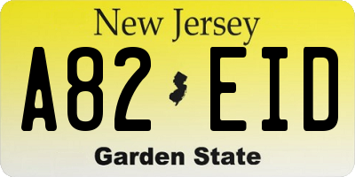 NJ license plate A82EID