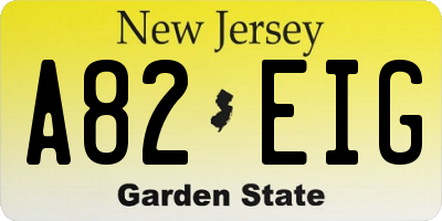 NJ license plate A82EIG