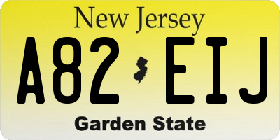 NJ license plate A82EIJ