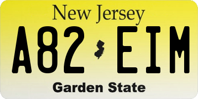 NJ license plate A82EIM