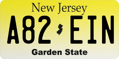 NJ license plate A82EIN