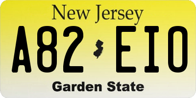 NJ license plate A82EIO