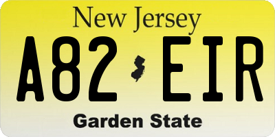 NJ license plate A82EIR
