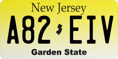 NJ license plate A82EIV