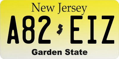 NJ license plate A82EIZ