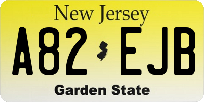 NJ license plate A82EJB