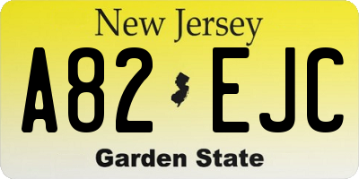 NJ license plate A82EJC