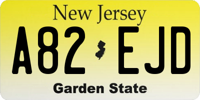 NJ license plate A82EJD