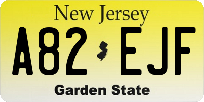 NJ license plate A82EJF
