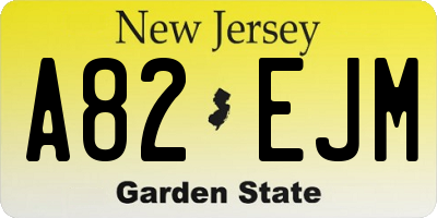 NJ license plate A82EJM
