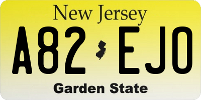 NJ license plate A82EJO
