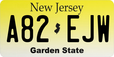 NJ license plate A82EJW