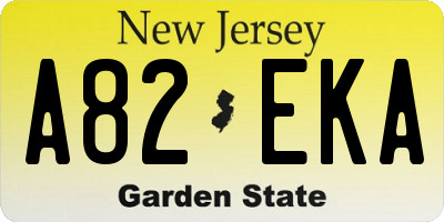 NJ license plate A82EKA