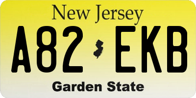 NJ license plate A82EKB