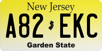 NJ license plate A82EKC