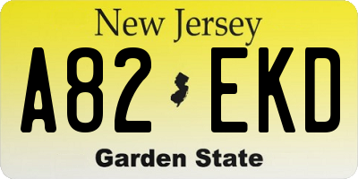 NJ license plate A82EKD