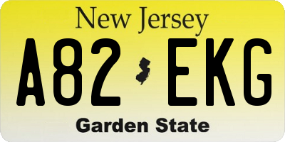 NJ license plate A82EKG