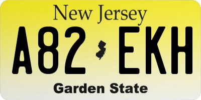 NJ license plate A82EKH