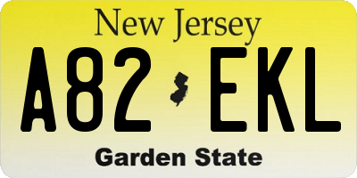 NJ license plate A82EKL