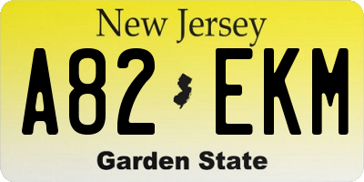 NJ license plate A82EKM