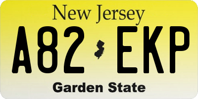 NJ license plate A82EKP