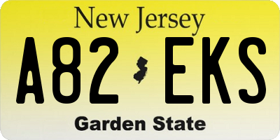 NJ license plate A82EKS