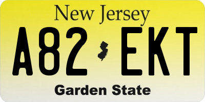 NJ license plate A82EKT