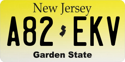 NJ license plate A82EKV