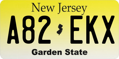 NJ license plate A82EKX