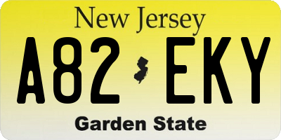 NJ license plate A82EKY