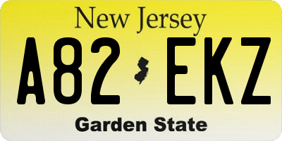 NJ license plate A82EKZ