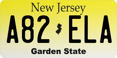 NJ license plate A82ELA