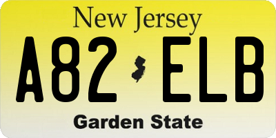 NJ license plate A82ELB