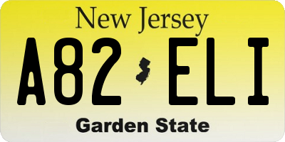 NJ license plate A82ELI
