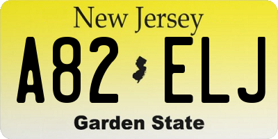 NJ license plate A82ELJ